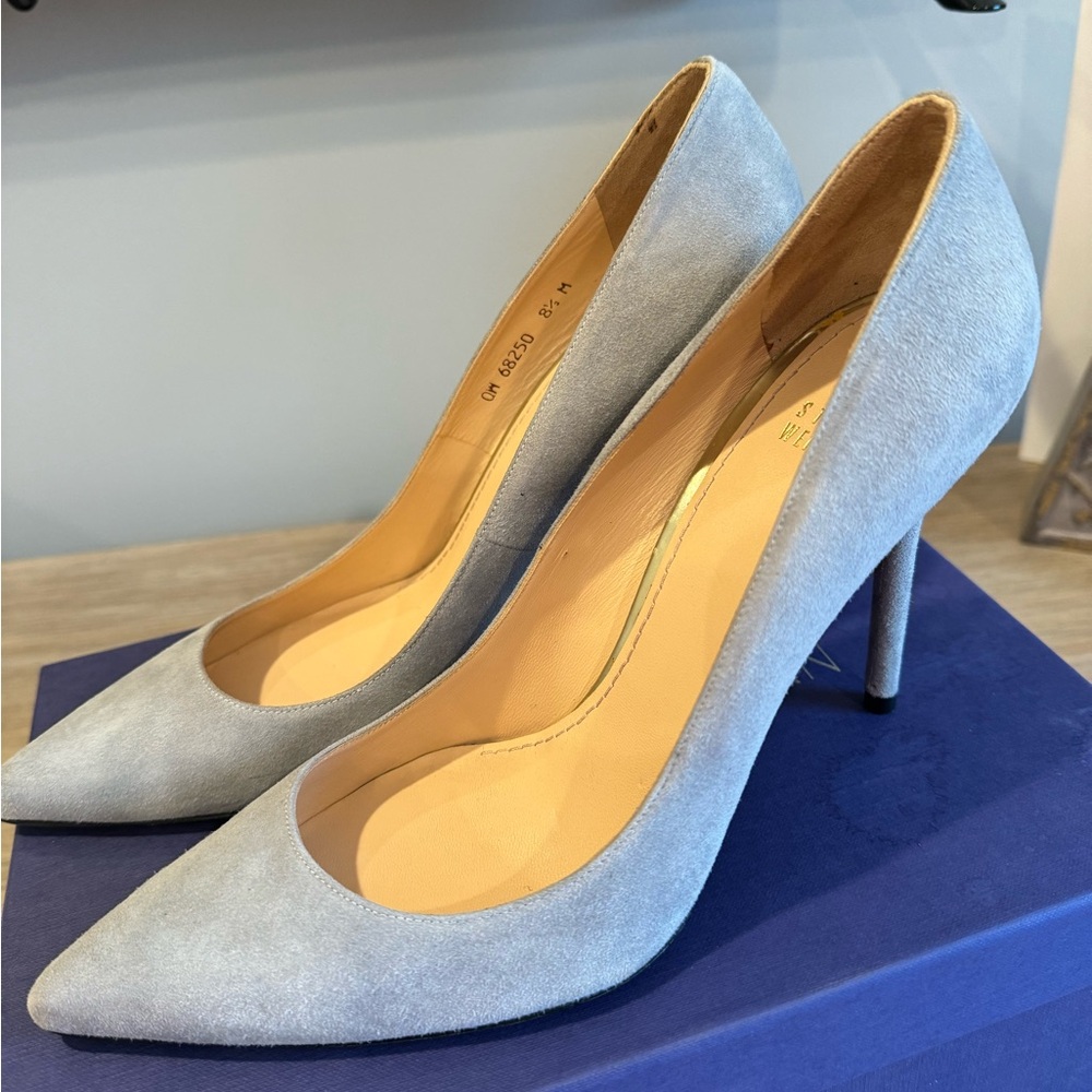 Stuart Weitzman Suede Light Blue stilettos